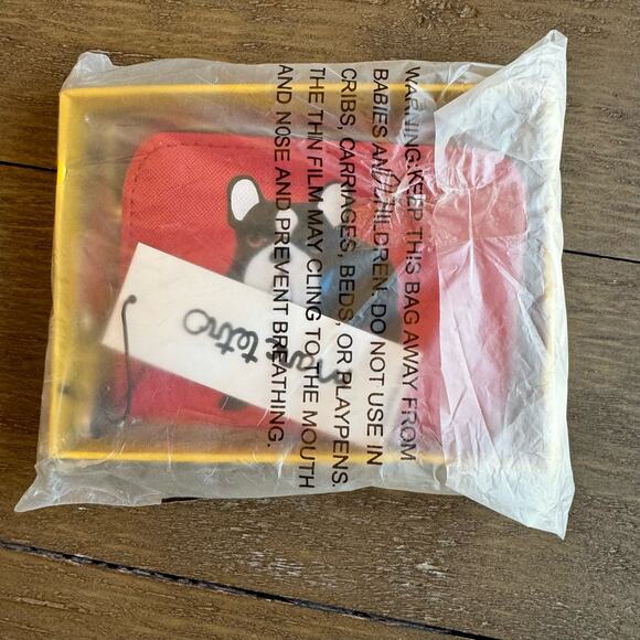 Marc Tetro Red Frenchie NWT Box and in Polly Wristlet Wallet Striped Interior - Picture 9 of 9